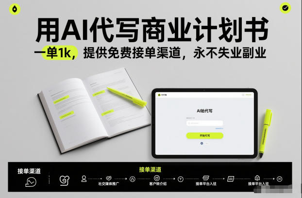 用AI代写商业计划书，一单1k，提供免费接单渠道，永不失业副业-悟空知识星球