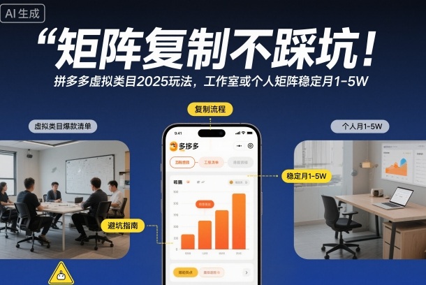 矩阵复制不踩坑！拼多多虚拟类目2025玩法，工作室或者个人矩阵稳定月1-5W【揭秘】-悟空知识星球