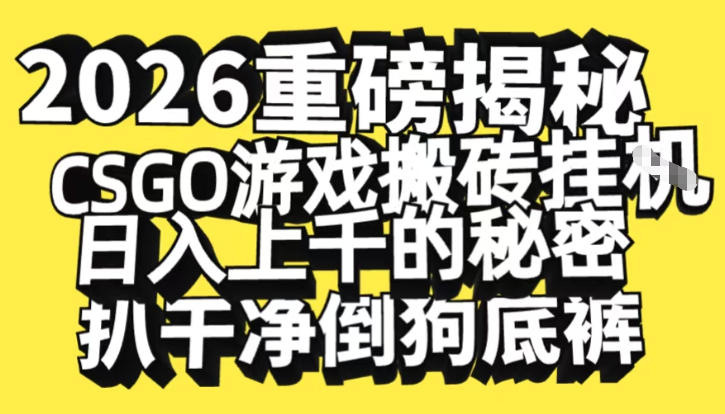 2026开年重磅解密，CSGO游戏搬砖挂G日入1k+的秘密，把倒狗的底裤扒干【揭秘】-悟空知识星球