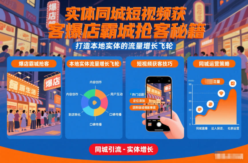 实体同城短视频获客爆店霸城抢客秘籍，打造本地实体的流量增长飞轮-悟空知识星球