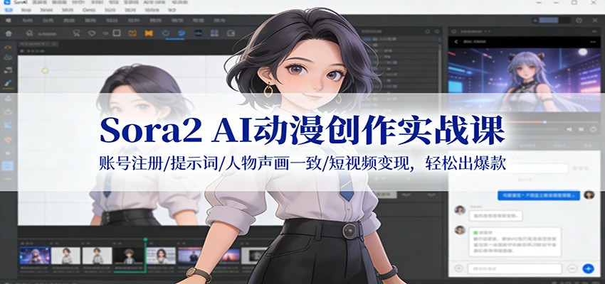 Sora2 AI动漫创作实战课:账号注册/提示词/人物声画一致/短视频变现,轻松出爆款-悟空知识星球