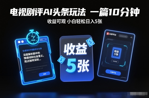 电视剧评AI头条玩法，一篇10分钟，收益可观，小白轻松日入5张+【独家】-悟空知识星球