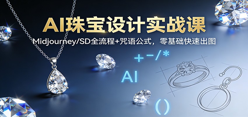 AI珠宝设计实战课：Midjourney/SD全流程+咒语公式，零基础快速出图-悟空知识星球