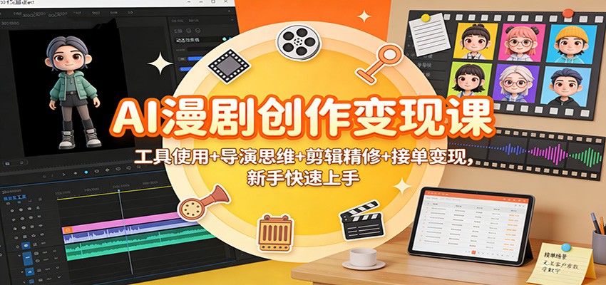 AI漫剧创作变现课：工具使用+导演思维+剪辑精修+接单变现，新手快速上手-悟空知识星球