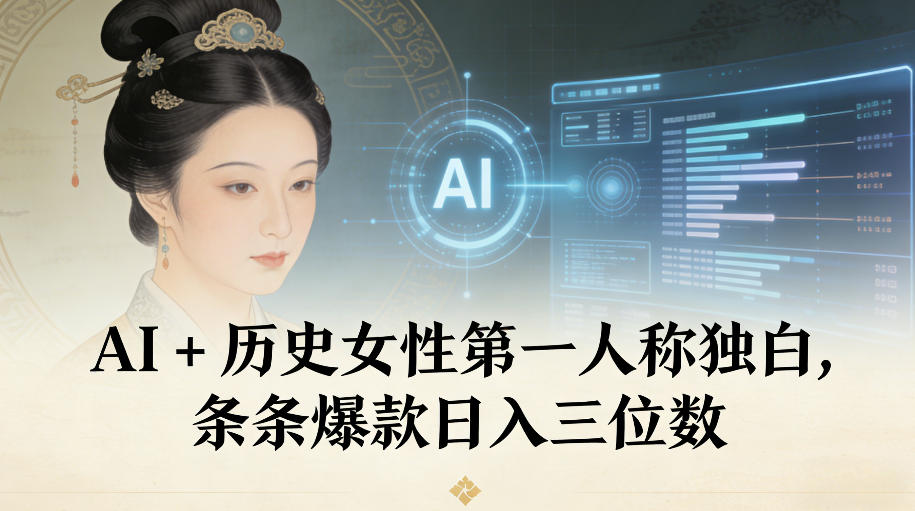 AI+历史女性第一人称独白,条条爆款日入三位数-悟空知识星球