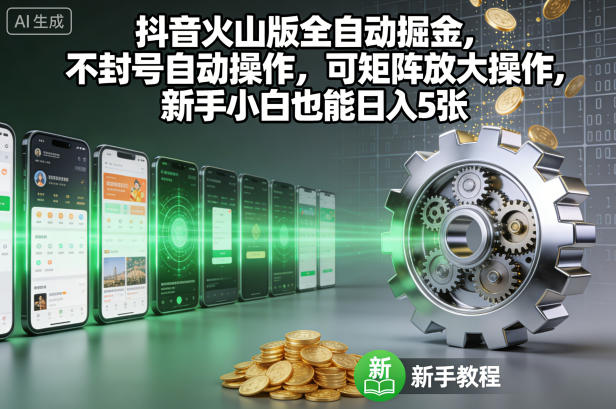 抖音火山版全自动掘金，不封号自动操作，可矩阵放大操作，新手小白也能日入5张【揭秘】-悟空知识星球