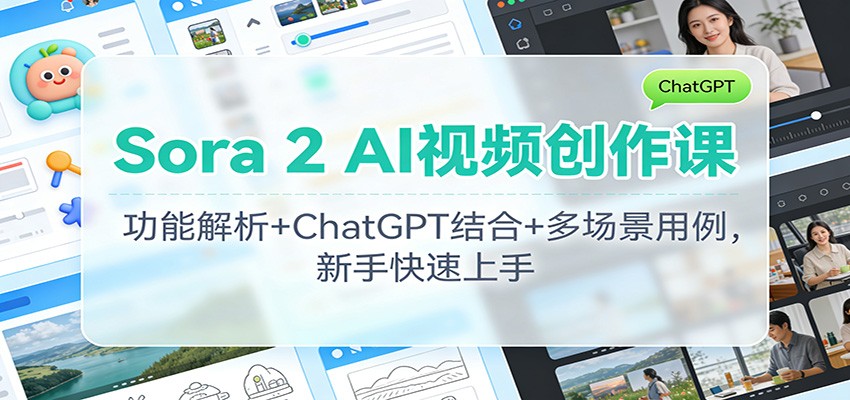 Sora 2 AI视频创作课：功能解析+ChatGPT结合+多场景用例，新手快速上手-悟空知识星球