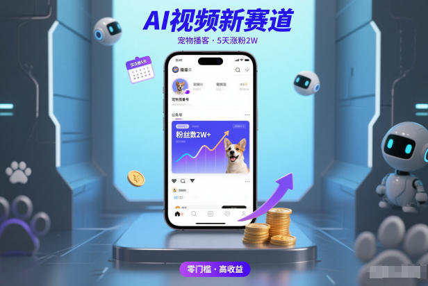 AI视频新赛道，宠物播客仅注册5天涨粉2W，收益非常可观-悟空知识星球