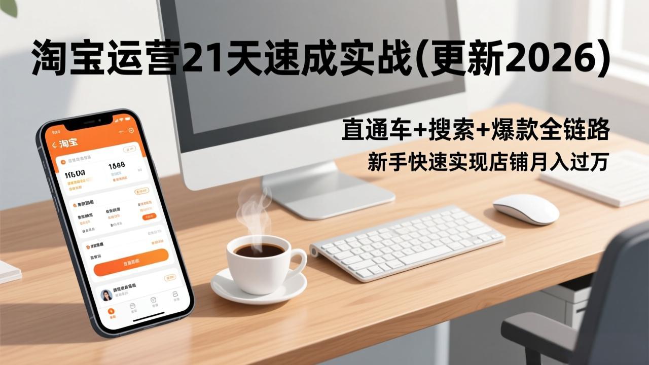 （17201期）淘宝运营21天速成实战(更新2026)，直通车+搜索+爆款全链路，新手快速实现店铺月入过万-悟空知识星球