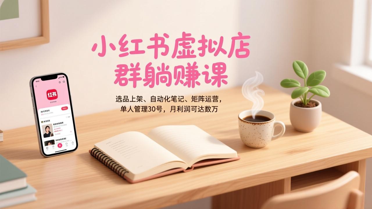 （17072期）小红书虚拟店群躺赚课，选品上架、自动化笔记、矩阵运营，单人管理30号，月利润可达数万-悟空知识星球