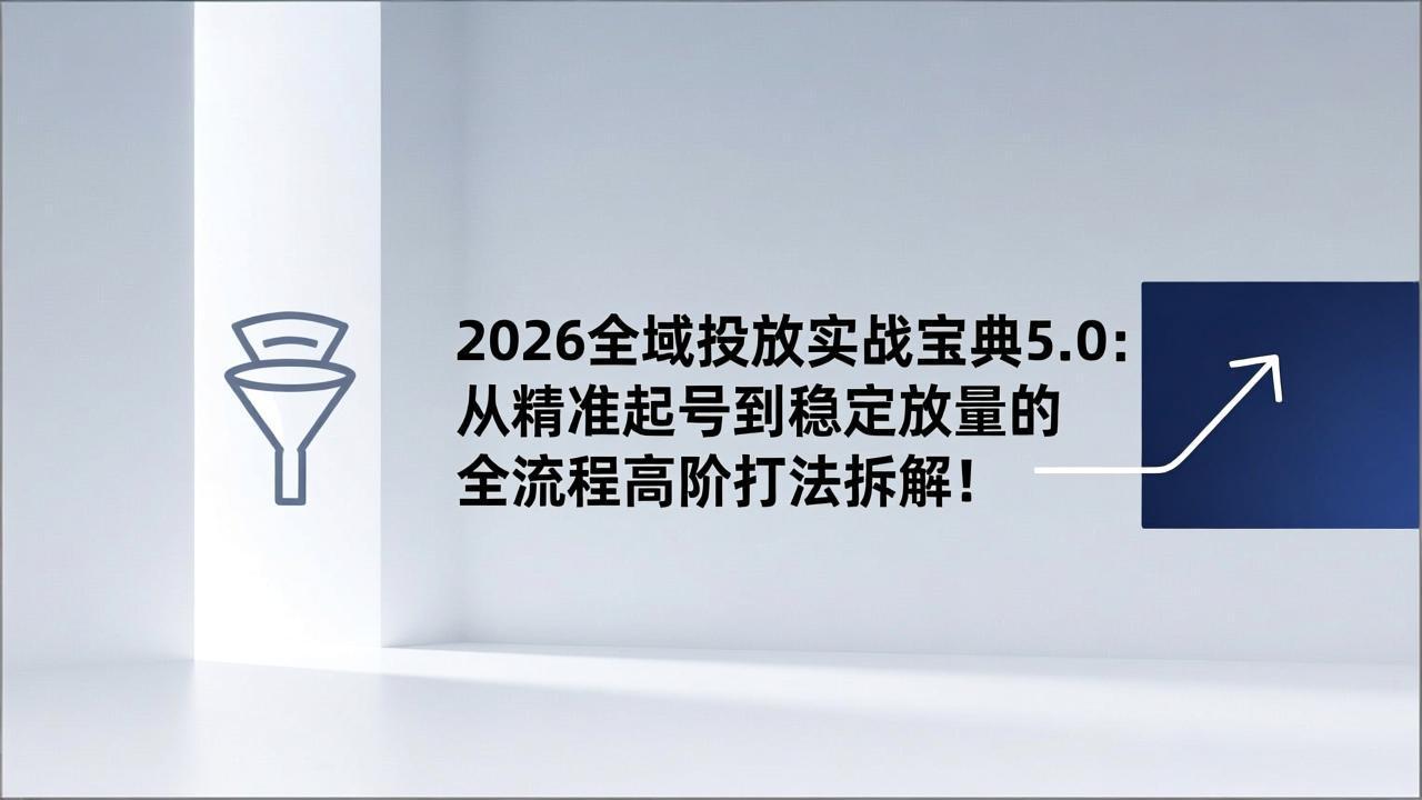 （17156期）2026全域投放实战宝典5.0：从精准起号到稳定放量的全流程高阶打法拆解！-悟空知识星球