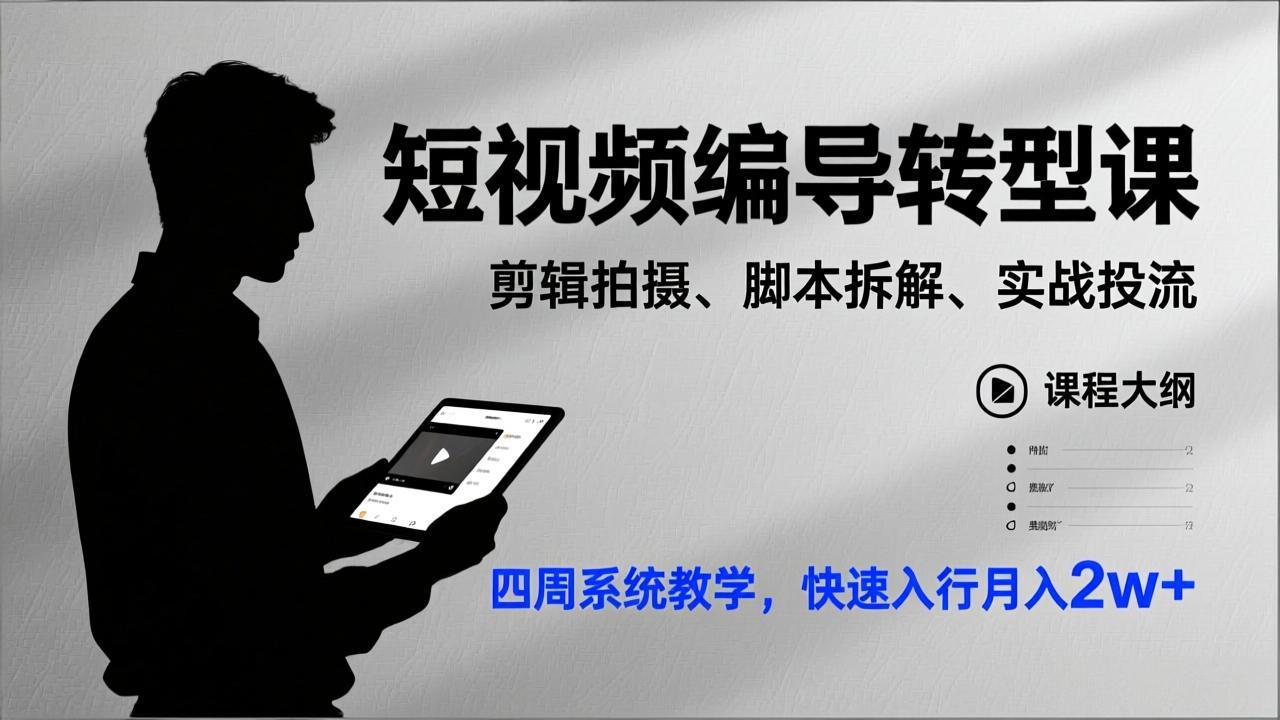 （17062期）短视频编导转型课，剪辑拍摄、脚本拆解、实战投流，四周系统教学，快速入行月入2w+-悟空知识星球