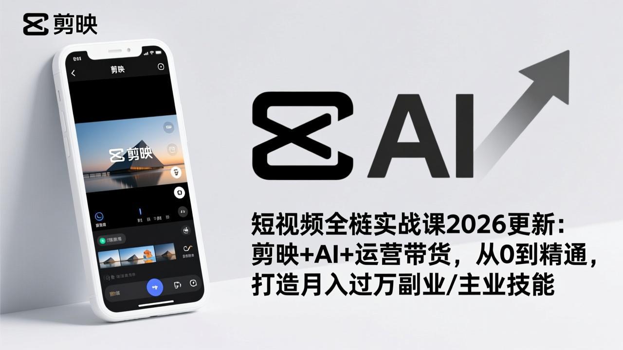 （17231期）短视频全栈实战课2026更新：剪映+AI+运营带货，从0到精通，打造月入过万副业/主业技能-悟空知识星球