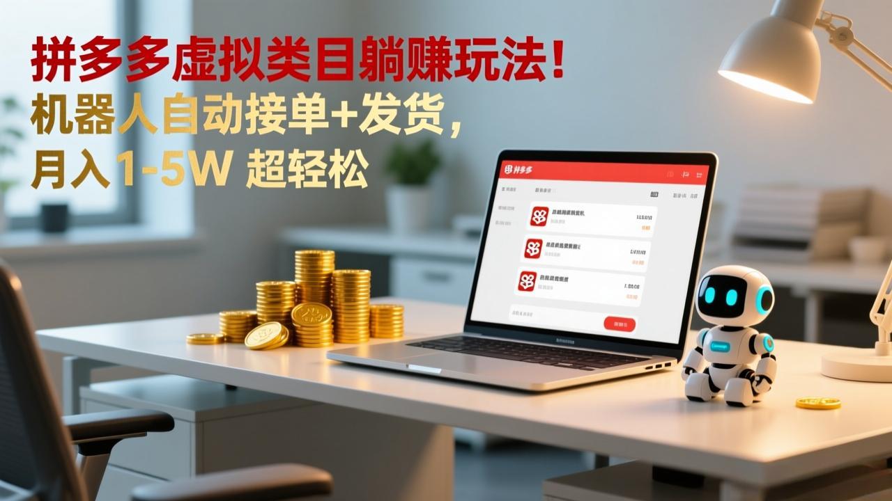 （17174期）多多虚拟类目躺赚玩法！机器人自动接单+发货，月入 1-5W 超轻松-悟空知识星球