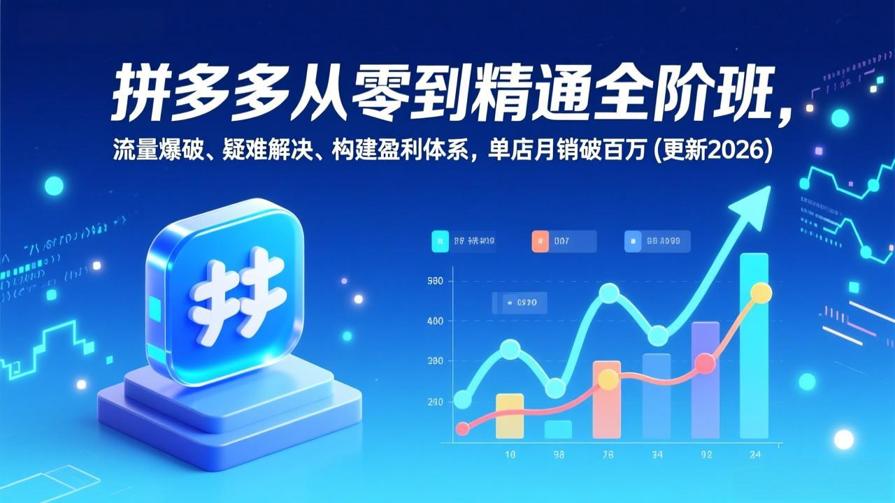 （17148期）拼多多从零到精通全阶班，流量爆破、疑难解决，构建盈利体系，单店月销破百万(更新2026)-悟空知识星球