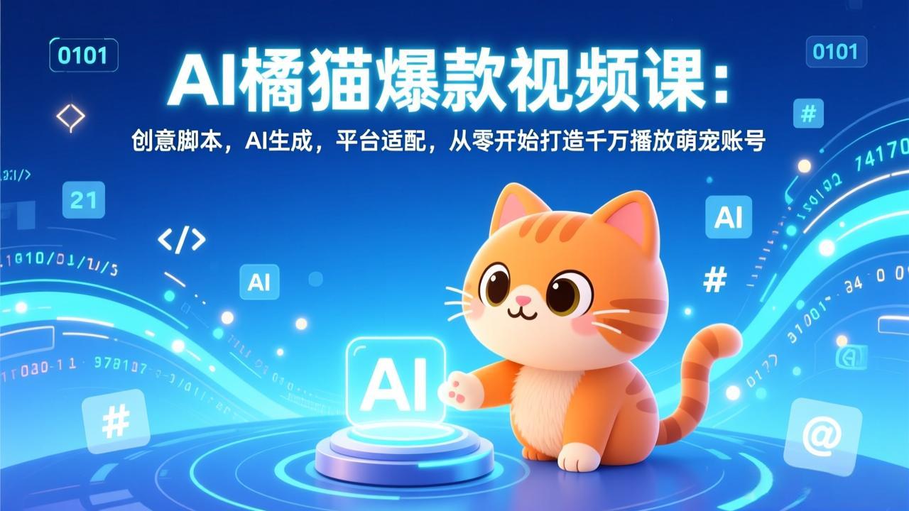 (17091期)AI橘猫爆款视频课:创意脚本,AI生成,平台适配,从零开始打造千万播放萌宠账号-悟空知识星球