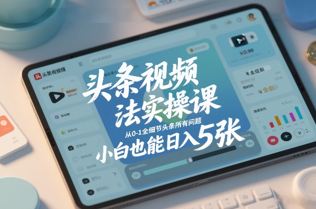 头条视频玩法实操课，从0-1全细节头条所有问题，小白也能日入5张-悟空知识星球