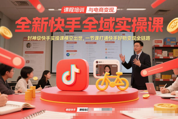 全新快手全域实操课，封神级快手实操课横空出世，一节课打通快手好物变现全链路-悟空知识星球