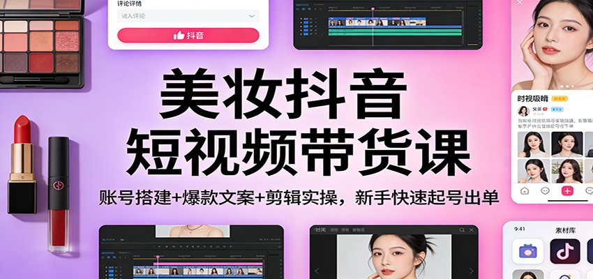 美妆抖音短视频带货课:账号搭建+爆款文案+剪辑实操,新手快速起号出单-悟空知识星球
