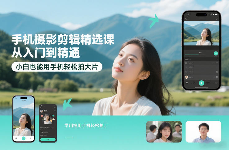 手机摄影剪辑精选课，从入门到精通，小白也能用手机轻松拍大片-悟空知识星球