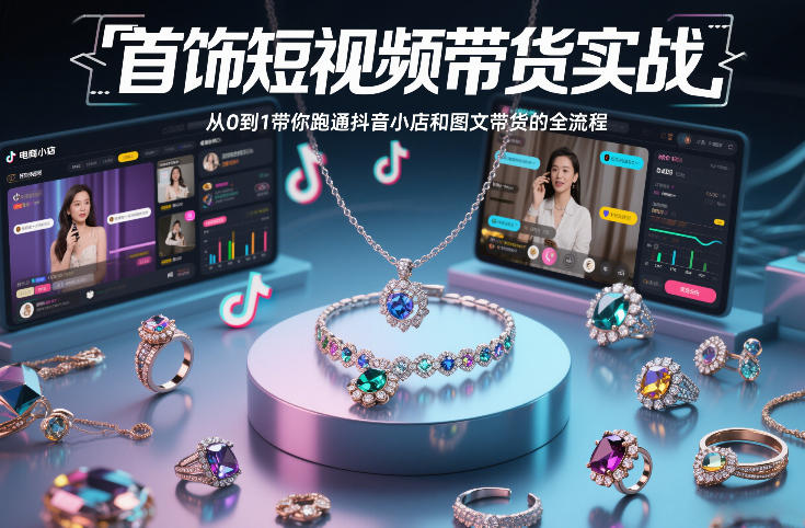 首饰短视频带货实战，从0到1带你跑通抖音小店和图文带货的全流程-悟空知识星球