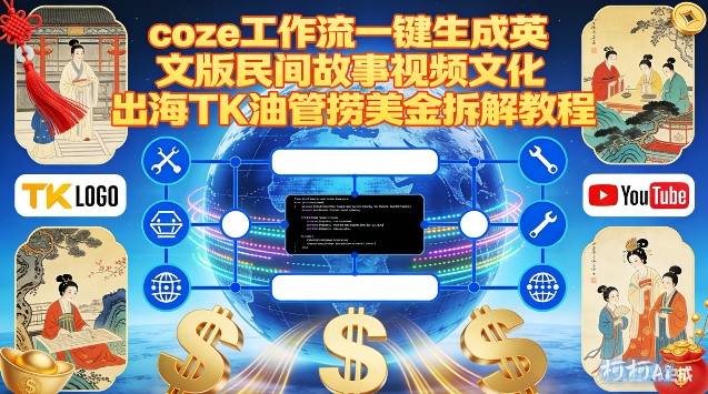Coze扣子工作流一键生成英文版民间故事视频，文化出海TK油管捞美金拆解教程-悟空知识星球