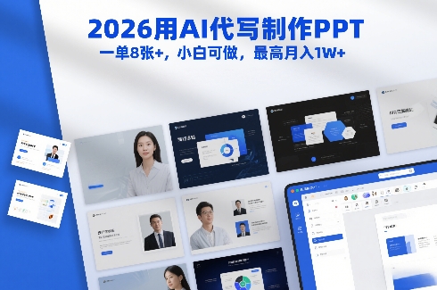 2026用AI代写制作PPT，一单8张+，小白可做，最高月入1W+-悟空知识星球