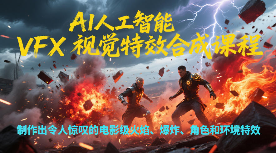 AI人工智能VFX视觉特效合成课程，制作出令人惊叹的电影级火焰、爆炸、角色和环境特效-悟空知识星球