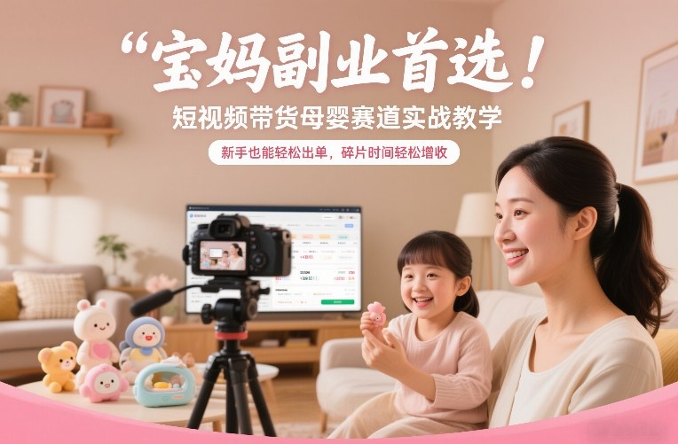 宝妈副业首选！短视频带货母婴赛道实战教学，新手也能轻松出单，碎片时间轻松增收-悟空知识星球