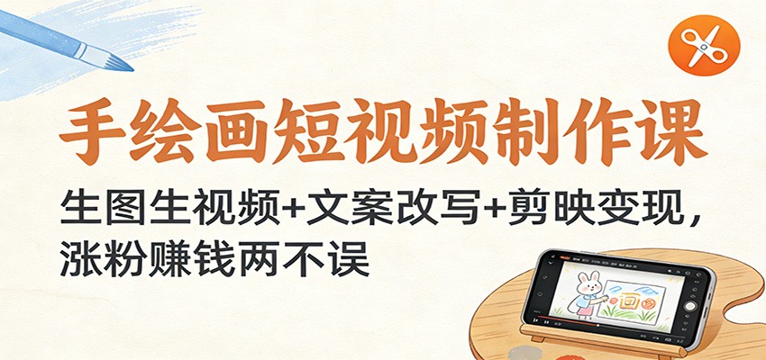 手绘画短视频制作课:生图生视频+文案改写+剪映变现,涨粉赚钱两不误-悟空知识星球