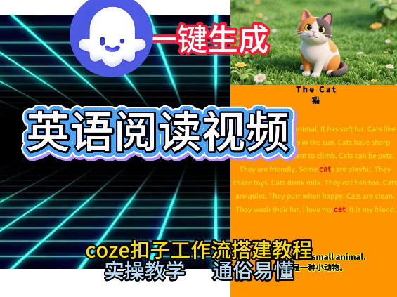 Coze工作流一键生成少儿英语阅读短视频，从0到1演示搭建过程，实操教学，小白也可以学会，搭建自己的AI智能体-悟空知识星球