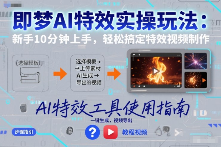 即梦AI特效实操玩法：新手10分钟上手，轻松搞定特效视频制作-悟空知识星球