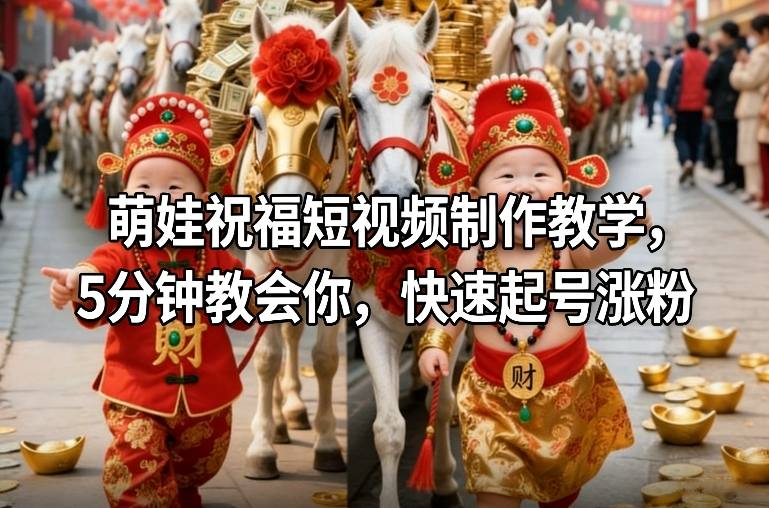 萌娃祝福短视频制作教学，5分钟教会你，快速起号涨粉-悟空知识星球