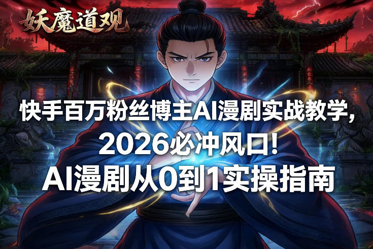 快手百万粉丝博主AI漫剧实战教学，2026必冲风口！AI漫剧从0到1实操指南-悟空知识星球