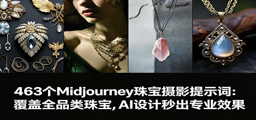 463个Midjourney珠宝摄影提示词:覆盖全品类珠宝,AI设计秒出专业效果-悟空知识星球