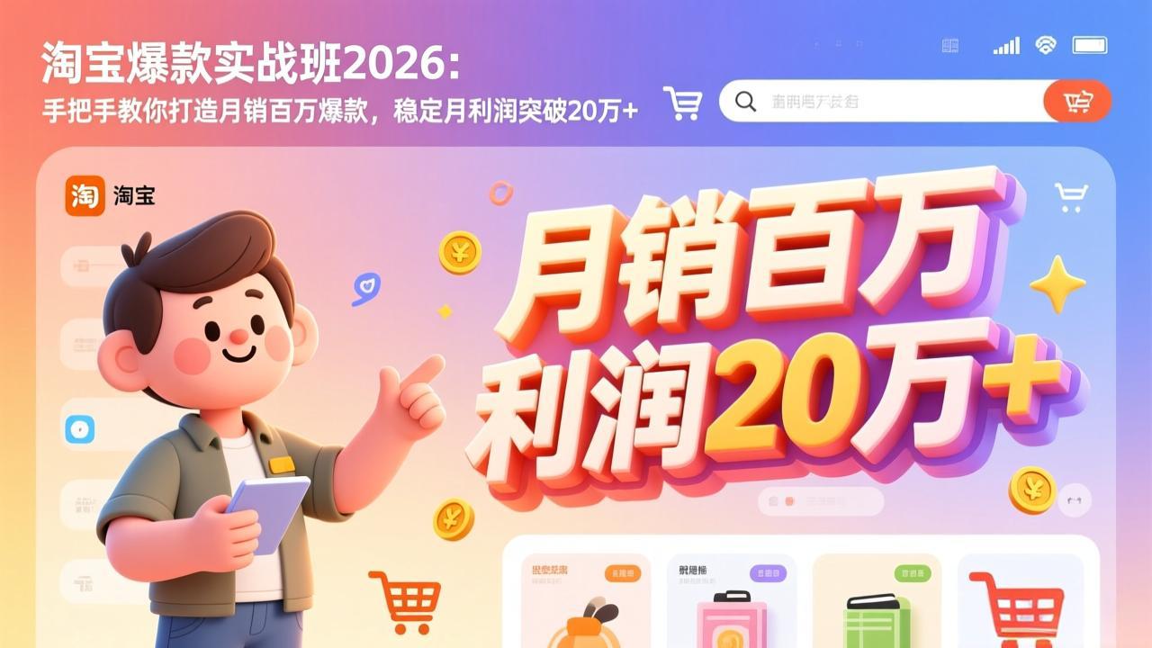 （17401期）淘宝爆款实战班-2026年2月更新：手把手教你打造月销百万爆款，稳定月利润突破20万+-悟空知识星球