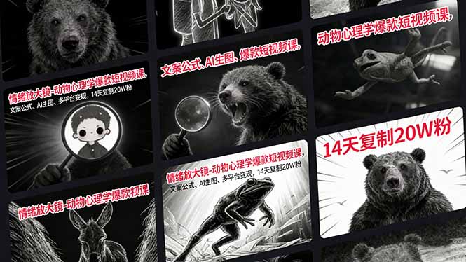 （17376期）情绪放大镜-动物心理学爆款短视频课，文案公式、AI生图、多平台变现，14天复制20W粉-悟空知识星球