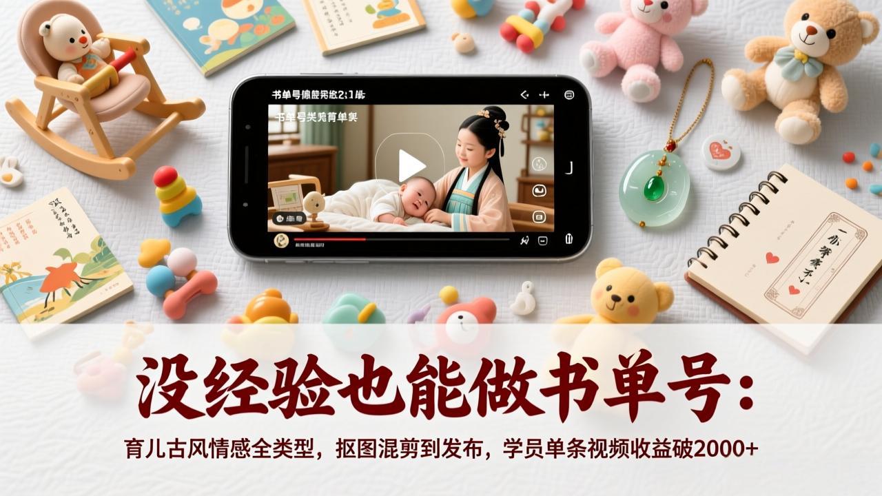 （17389期）没经验也能做书单号：育儿古风情感全类型，抠图混剪到发布，学员单条视频收益破2000+-悟空知识星球