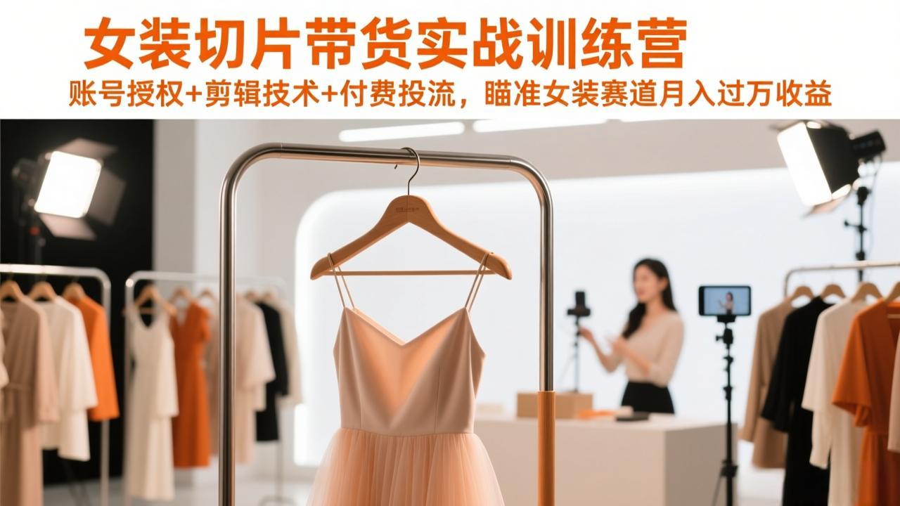 （17357期）女装切片带货实战训练营，账号授权+剪辑技术+付费投流，瞄准女装赛道月入过万收益-悟空知识星球