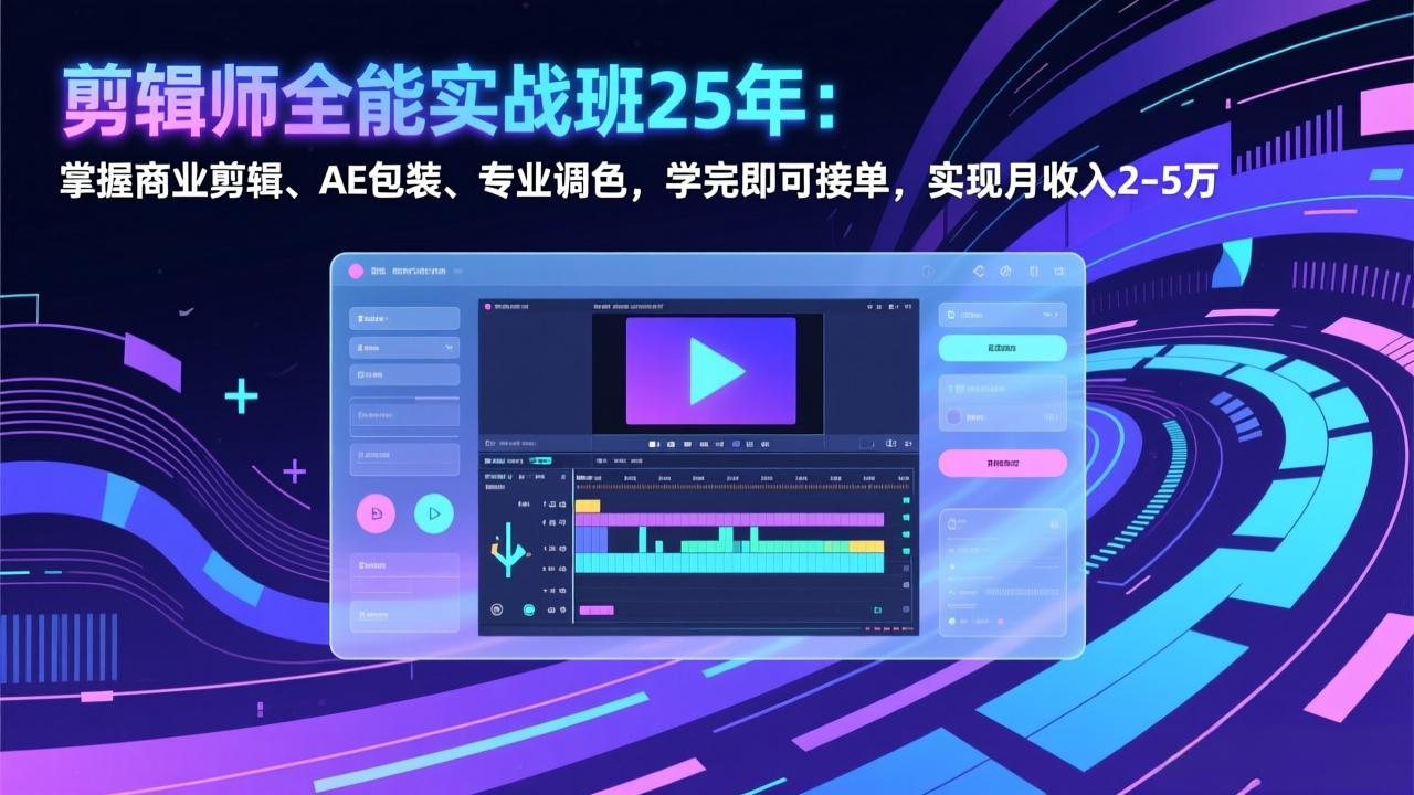 （17294期）剪辑师全能实战班25年：掌握商业剪辑、AE包装、专业调色，学完即可接单，实现月收入2-5万-悟空知识星球