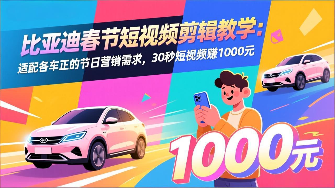 （17320期）比亚迪春节短视频剪辑教学：适配各车企的节日营销需求，30秒短视频赚1000元-悟空知识星球