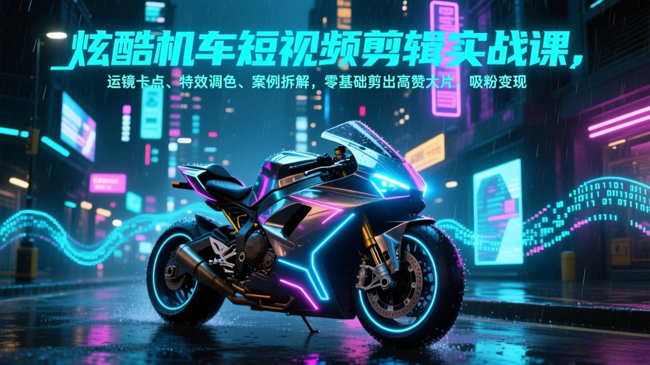 （17304期）炫酷机车短视频剪辑实战课，运镜卡点、特效调色、案例拆解，零基础剪出高赞大片，吸粉变现-悟空知识星球
