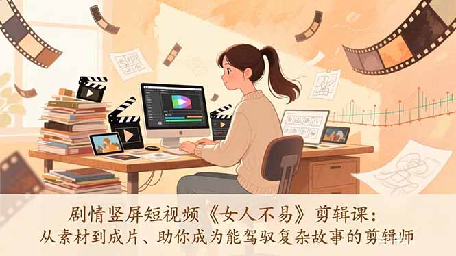 （17305期）剧情竖屏短视频《女人不易》剪辑课：从素材到成片、助你成为能驾驭复杂故事的剪辑师-悟空知识星球