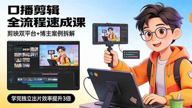 （17420期）口播剪辑全流程速成课，剪映双平台+博主案例拆解，学完独立出片效率提升3倍-悟空知识星球