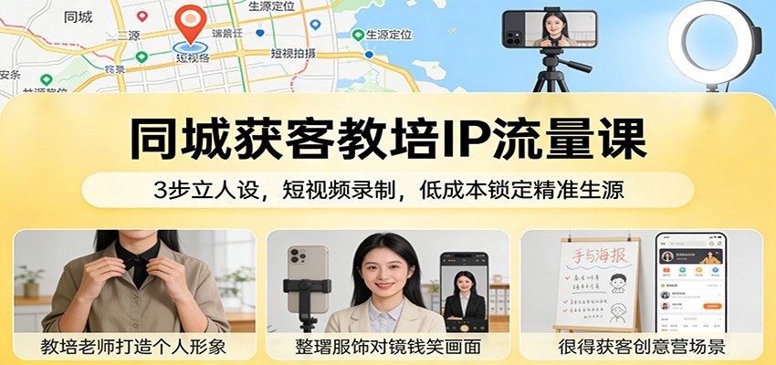 同城获客教培IP流量课：3步立人设，短视频录制，低成本锁定精准生源-悟空知识星球