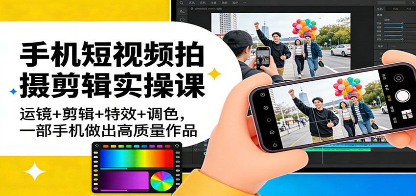 手机短视频拍摄剪辑实操课：运镜+剪辑+特效+调色，一部手机做出高质量作品-悟空知识星球