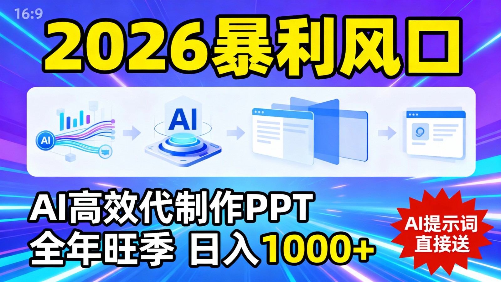 2026暴利！用AI高效代制作 PPT，全年旺季，日入 1000+，提示词直接送！-悟空知识星球