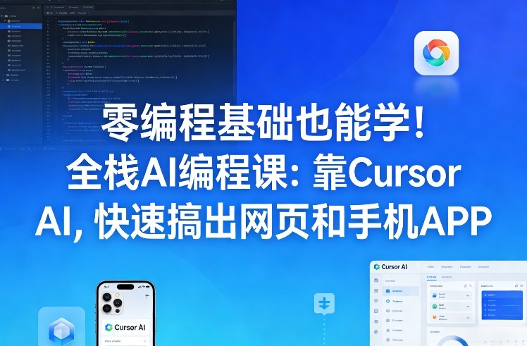 零编程基础也能学！全栈AI编程课：靠Cursor AI，快速搞出网页和手机APP-悟空知识星球
