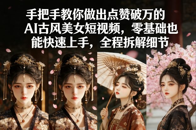 手把手教你做出点赞破万的AI古风美女短视频，零基础也能快速上手，全程拆解细节-悟空知识星球