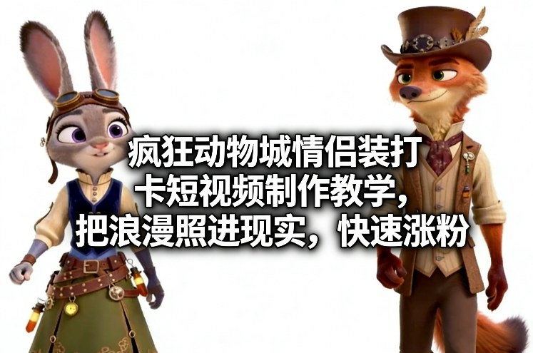 疯狂动物城情侣装打卡短视频制作教学，把浪漫照进现实，快速涨粉-悟空知识星球